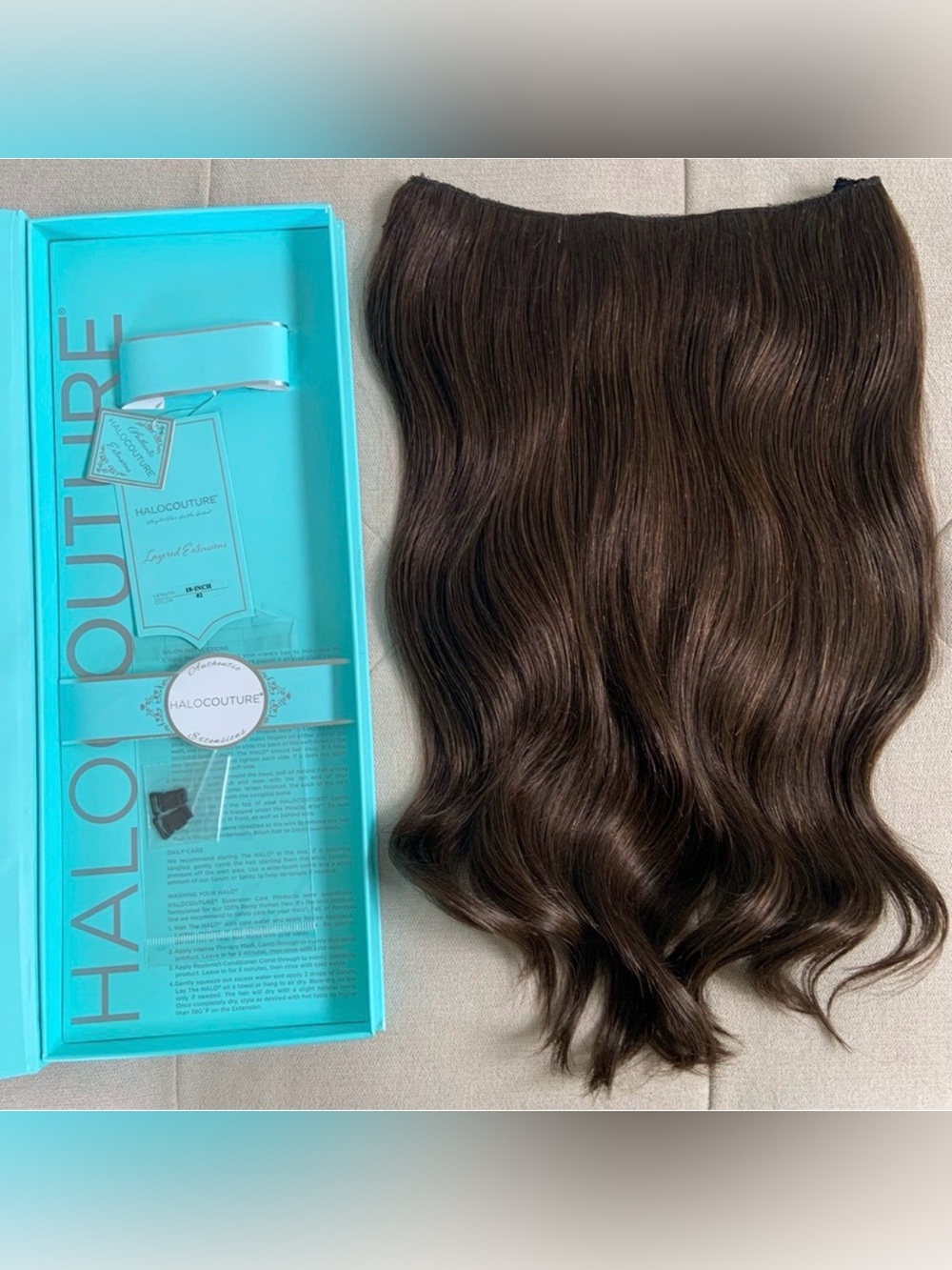 Halocouture Halo Hair Extensions 18 Inches #2 Dark Brown Layered Halo